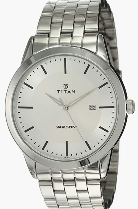 Titan Workwear Men’s Designer Dress Watch | Quartz, Water Resistant, Stainless Steel or Leather Band Classic Stainless Steel Chronometer Watch Accessories, Men’s Silver Watch, Stainless Steel Chronometer Watch, Silver Stainless Steel Chronograph Watch, Stainless Steel Chronograph Watch With Metal Dial, Mens Workwear, Metal Straps, Steel Watch, Analog Watch