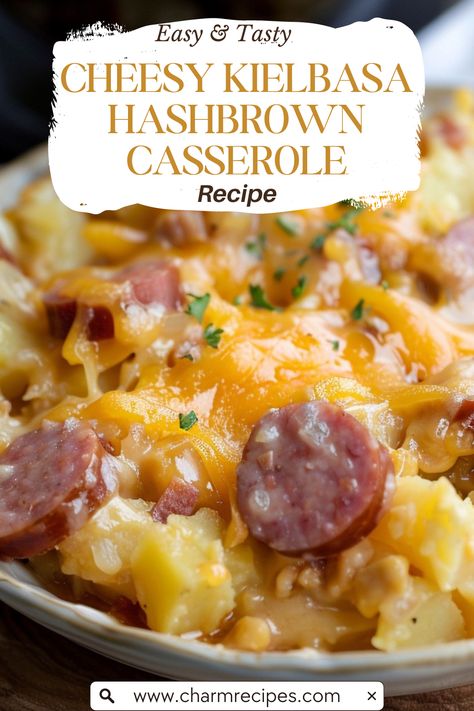 Dive into the ultimate comfort food with this Slow Cooker Cheesy Kielbasa Hashbrown Casserole, a dish that combines the smoky flavors of kielbasa sausage with the heartiness of hash browns and the gooey delight of melted cheese. This recipe is a dream come true for those who love to come home to the warm, welcoming aroma of a ready-to-eat meal. Perfect for busy weeknights, potlucks, or cozy weekend brunches, this casserole offers the ease of slow cooking without compromising on taste. Get ready to indulge in a dish that's sure to become a staple in your comfort food repertoire. Crock Pot Meals Sausage, Crock Pot Recipes Keilbasa, Hashbrowns With Sausage, Hashbrown Kielbasa Dump Meal, Kielbasa Sausage Casserole, Cheesy Potatoes And Smoked Sausage Casserole, Healthy Dinner Recipes Kielbasa, Cheesy Sausage Hash Brown Bake, Kielbasa Potato Cheese Casserole