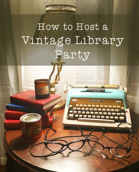 Host your very own vintage library party with our how-to guide. Book Exchange Party Ideas, Book Themed Birthday Party For Adults, Book Swap Party, Book Exchange Party, Library Party, Book Themed Birthday Party, Book Club Parties, Book Themed Party, Book Swap