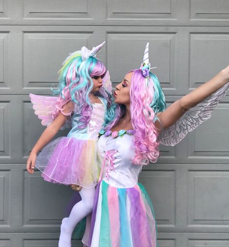 Mom And Daughter Unicorn Costume, Unicorn Couple Costume, Unicorn Family Halloween Costumes, Unicorn Halloween Costume For Kids, Unicorn Costume For Kids, Girls Unicorn Costume, Diy Unicorn Costume, Unicorn Costume Kids, Girl Unicorn Costume