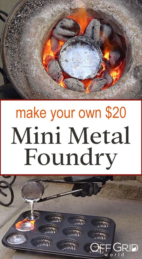 Melting Aluminum Cans With $20 Homemade Mini Metal Crucible - Off Grid World Metal Foundry, Homemade Generator, Diy Generator, Amazing Tools, Epoxy Wood Table, Metal Bender, Aluminum Can Crafts, Melting Metal, Aluminum Cans