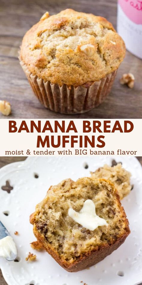 Banana Bread Muffin Recipe, Big Banana, Muffins Breakfast, Banana Muffin Recipe, Banana Bread Muffins, Bread Muffins, Moist Banana Bread, Banana Flavored, Banana Recipes