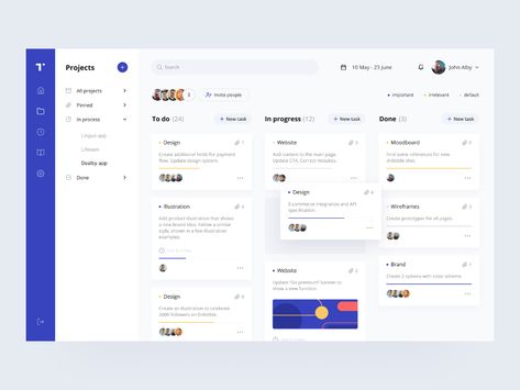 Taskee: to do list by Daniella for Heartbeat Agency on Dribbble How To Make Portfolio, Crm Design, Focus Ideas, List Ui, Admin Ui, App User Interface, Ui Design Dashboard, Card Ui, Studio App