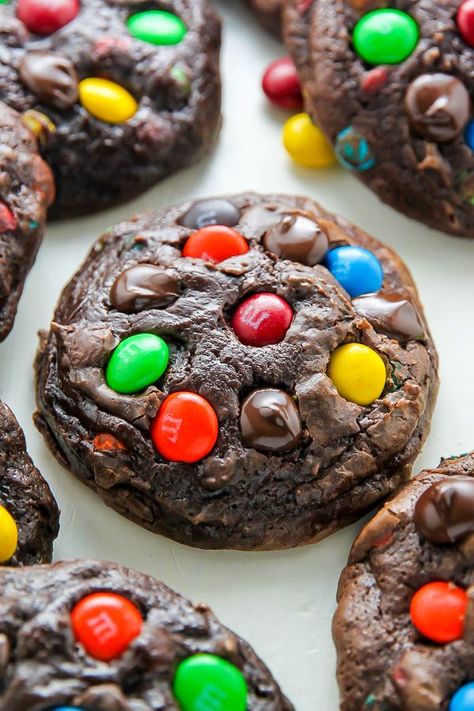 Soft Batch Chocolate M&M Cookies Chocolate M M Cookies, Soft Batch, Coconut Dessert, Favorite Cookie Recipe, Food Cakes, Favorite Cookies, Sweets Treats, Yummy Cookies, Healthy Dessert