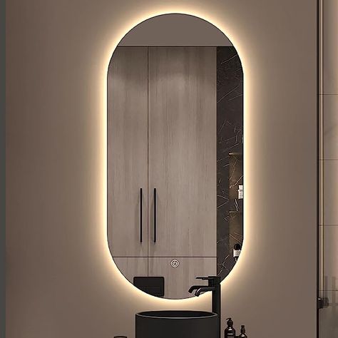 Large oval 800 x 500mm Led bathroom mirror is modern designed with frameless edges, not only gently shine on your beautiful face, but also add artful details to your space. Led Backlit bathroom mirror full range dimmable controlled by smart touch on screen, CRI> 90. High lumen delivery. A demister pad is fitted at the back of the mirror. It will heat up to prevent the mirror getting foggy when turned on,perfect for making up and shaving. Led Mirror Bathroom Modern, Bathroom Led Mirror Ideas, Bathroom Mirror Backlit, Back Lit Mirror Bathroom, Large Bathroom Mirror Ideas, Lit Bathroom Mirror, Bathroom Mirrors Uk, Backlit Mirror Bathroom, Back Lit Mirror