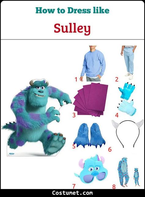 Sulley Costume from Monsters, Inc. for Cosplay & Halloween 2023 Diy Sully Costume Monsters Inc Men, Sully Headband Diy, Diy Sully Costume Monsters Inc, Sully Monsters Inc Costume, Sully Costume Diy, Sully Halloween, Monsters University Costumes, Sulley Costume, Monsters Inc Halloween