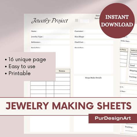 Jewelry Making Log, Jewelry Template, Business Bundle, Jewelery Business, Business Catalog, Order Form Template, Printable Tracker, Jewelry small business, catalog template, Invoice template, jewelry customer form, jewelry journal, business notes Jewelry Journal, Business Catalog, Jewelry Small Business, Project Journal, Journal Business, Catalog Template, Printable Tracker, Jewelry Template, Bullet Journal Ideas Templates