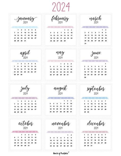 Calender Print, 2024 Printable, Printable Paper Patterns, Free Calendars, 2025 Year, Year At A Glance, Coloring Calendar, Today Calendar, Cute Calendar