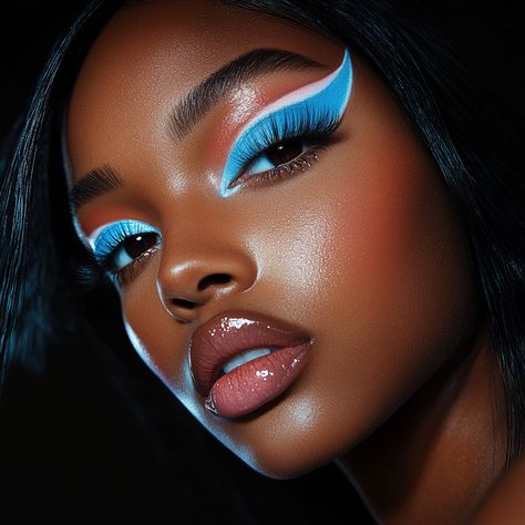 Pop Of Color Makeup Black Women, Pop Of Color Makeup, Neon Eyeshadow, Makeup Black Women, Makeup For Black Skin, Light Up The Night, Color Makeup, Dramatic Makeup, Makeup Game