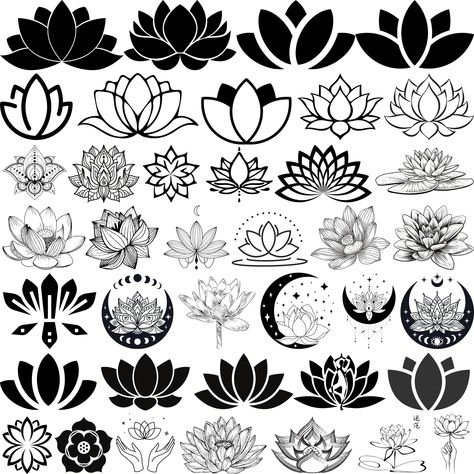 Lotus Illustration Design, Lotos Flowers Tattoo, Lotus Silhouette, Lotus Flower Outline, Lotus Mandala Design, Lotus Flower Svg, Lotus Clipart, Lotus Graphic, Lotus Svg