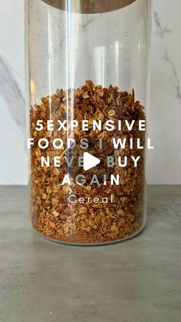 RECIPE HERE ⬇️   👋 Welcome to my 5 day series where I am sharing with you 5 expensive foods I haven’t bought in years because I ... | Instagram Diy Granola Cereal, Oatmeal Cereal Recipes, Home Made Cereal Recipes, Homemade Cereal Recipe, Granola Cereal Recipe, Diy Granola, Dehydrated Fruits, Homemade Cereal, Dehydrated Fruit