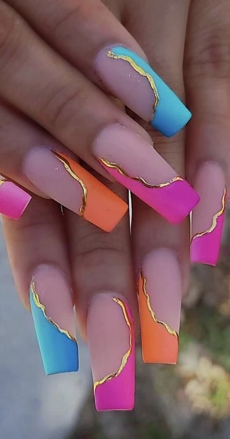 Rainbow Nail Art Designs, Bright Summer Nails Designs, Rainbow Nails Design, Rainbow Nail Art, Emerald Nails, Unghie Sfumate, Bright Summer Nails, Nail Color Trends, Nail Pops