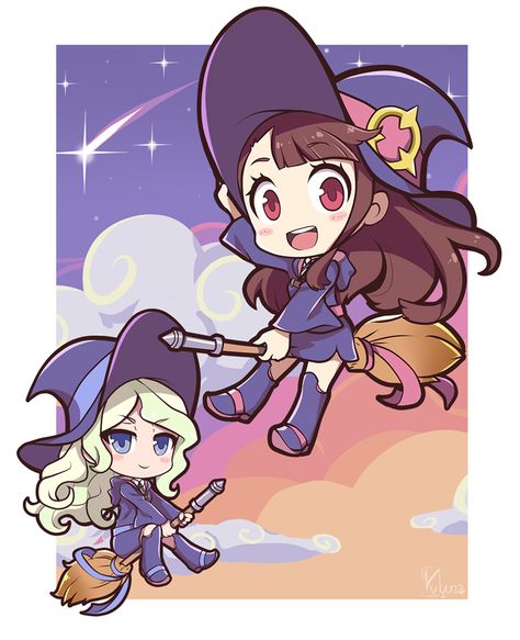 Akko And Diana, Dibujos Anime Chibi, My Little Witch Academia, Little Witch Academia, Drawings For Boyfriend, Halloween Ii, Witch Academia, Chibi Characters, Cute Anime Profile Pictures