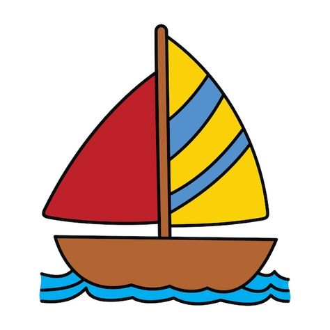 Boat vector illustration. wood funny boa... | Premium Vector #Freepik #vector #boat #sailboat #sailing-boat #sea-boat Cute Boat Drawing, Boat Easy Drawing, How To Draw A Boat, Sailboat Cartoon, Boat Drawing For Kids, Sailing Boat Drawing, Boats Drawing, Cartoon Boat, Boat Clipart