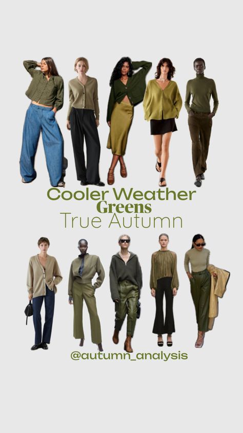 True autumn, olive green, greens, autumn greens, summer style, winter style, khaki Green Color Palette Outfit, Moss Green Color Palette, Earthy Tone Outfits, Makeup Transformation Tutorial, Color Palette Outfit, Moss Green Color, Fall Makeup Trend, True Autumn, Chic Autumn