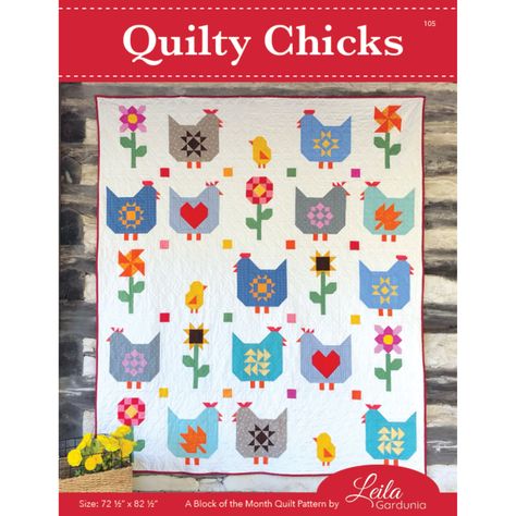 About the Quilty Chicks Sampler Quilt and 2024 Block of the Month Schedule | Leila Gardunia Quilt Patterns Chicken Quilt, Farm Quilt, Sampler Quilts, Cute Quilts, Star Quilt Blocks, Flower Quilt, Pdf Quilt Pattern, Animal Quilts, Star Quilt Patterns