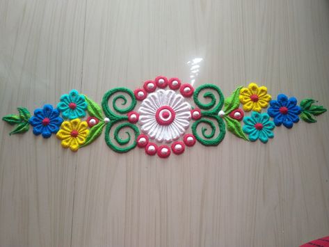 Siddhis rangoli art Rangoli Bel Design, Easy Rangoli Designs For New Year, Boarder Rangoli Designs, Boarder Rangoli Design, Baby Tutu Diy, Rangoli Designs For New Year, Rangoli For New Year, Attractive Rangoli Designs, Happy New Year Rangoli