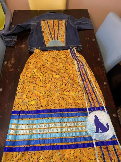 Ribbon Skirts Native American Pattern, Ribbon Skirts Ideas, Native American Ribbon Skirts, Native Ribbon Skirts, Ribbon Skirt Ideas, Navajo Dress, Native American Ribbon Work, Formal Tops For Women, Ribbon Dresses