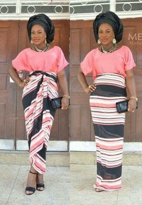 I like her style ~African fashion, Ankara, kitenge, African women dresses, African prints, African men's fashion, Nigerian style, Ghanaian fashion ~DKK Iro And Buba Styles, Buba Styles, Tulip Wrap, Iro And Buba, Nigerian Style, Skirt Ideas, Dresses African, Style Africain, Africa Dress