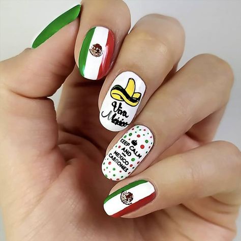 Flag Nails, Mexico Flag, Mexican Flags, Nail Designs, Nails