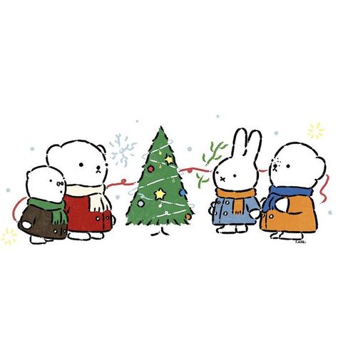 Cute Christmas Wigits, Christmas Cartoon Characters Aesthetic, Winter Cartoon Characters, Christmas Widgets Cartoon, Winter Cartoon Aesthetic, Miffy Christmas Wallpaper, Christmas Cartoon Aesthetic, Christmas Doodles Aesthetic, Miffy Characters