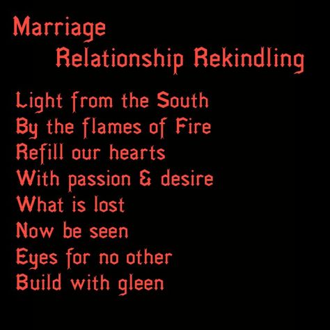 Marriage &/or relationship rekindling spell. Can also be used as a chant or mantra instead Mama Pagan Spells For Relationship Problems, Pagan Marriage Ritual, Healing Relationship Spells, Spells For Couples, Relationship Spells Witchcraft, Black Magic Spells Love, Spell To Heal A Relationship, Protect Relationship Spell, Marriage Spells Chant