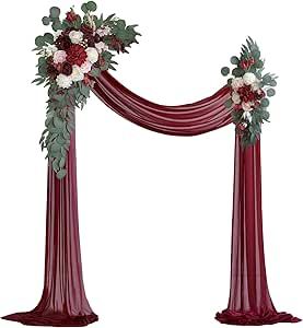 Arch Draping, White Wedding Arch, Flower Swag, Backdrop Floral, Cheap Wedding Decorations, Reception Backdrop, Draping Fabric, Arch Decoration, Wedding Arch Flowers