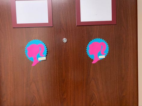 Barbie Door Decs, Dorm Door, Ra Door Decs, Ra Boards, Door Decs, Ra Bulletin Boards, Resident Assistant, Barbie Theme, Ra Ideas