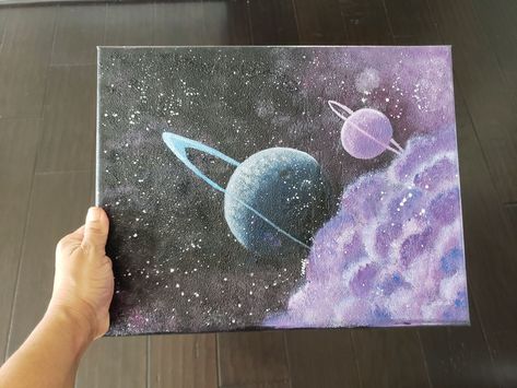 Space Canvas Painting, Galaxy Painting Acrylic, Galaxy Flowers, Space Painting, Moon Painting, Galaxy Painting, Canvas Decor, Art Inspiration Painting, Mini Canvas Art