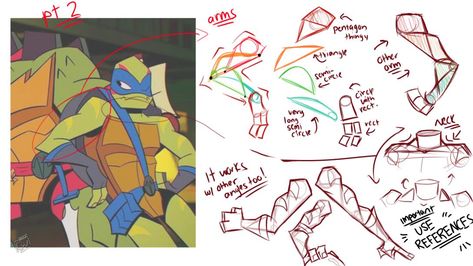 Rottmnt Drawing Tutorial, Clothes Dont Make The Turtle Rottmnt, Rottmnt Tutorial, Rottmnt Style Study, Rottmnt Art Reference, Rottmnt Art Study, Rottmnt Art Style Study, Leo Rottmnt References, Rottmnt Reference Sheet