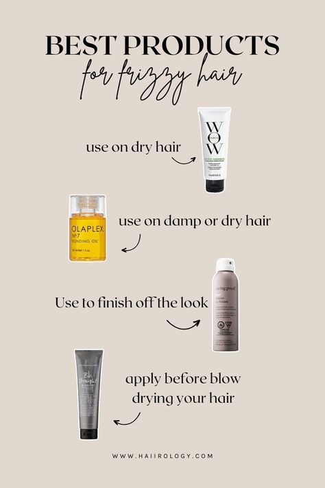 Products For Frizzy Hair, Hair Frizz Control, Tame Flyaways, Frizzy Hair Tips, Anti Frizz Hair, Dry Frizzy Hair, Hair Frizz, Hair Solutions, Curly Hair Routine