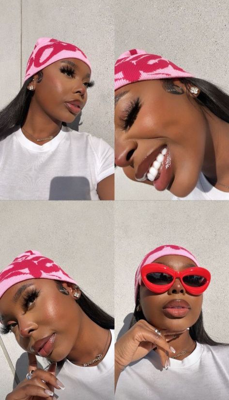 Instagram Picture Ideas Black Women, How To Pose For Selfies Faces, Face Poses For Selfie, Sunglasses Pose, Pretty Dark Skin, Beautiful Photoshoot Ideas, Hair Scarf Styles, Glam Photoshoot, Black Femininity