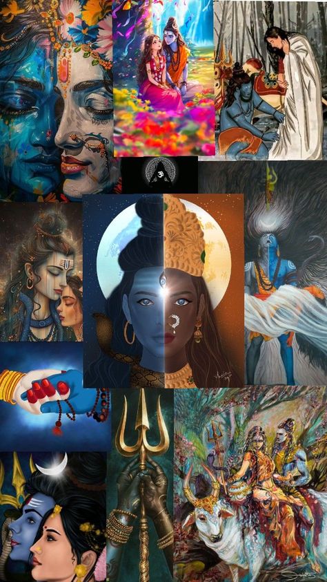 A beautiful collage of shivparvati 🙏❤ Mahadev And Parvati, Shivparvati Images, Mythology Paintings, Indian History Facts, Aadi Shakti, God Artwork, Pictures Of Shiva, Love Collage, Shiva Parvati Images