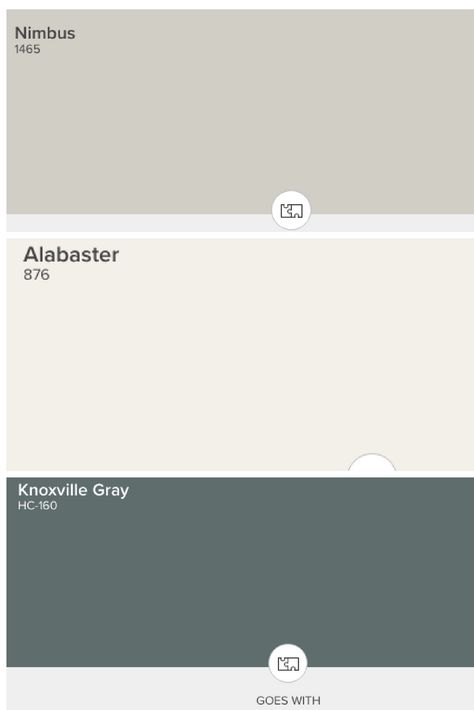 Kitchen cabinets: Upper Alabaster. Lower Knoxville Gray. Walls: Nimbus   These colors are gorgeous together Bm Knoxville Gray Cabinets, Knoxville Gray Color Palette, Split Cabinet Colors, Gray Cabinet Kitchen Wall Color, Kitchen Wall Colours With Grey Cabinets, Two Tone Kitchen Cabinets Color Combinations Colour Palettes, Bm Knoxville Gray, Kitchen With Gray Walls, Kitchen Cabinets Upper