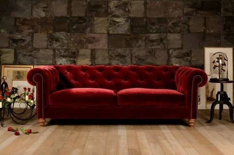 Teal Sofa Living Room, Violet Decor, Red Velvet Sofa, Chesterfield Sofa Design, Petite Sofa, Teal Sofa, Red Couch, Red Sofa, Elegant Sofa