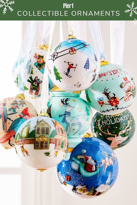 Our exclusive Li Bien by Pier 1 Imports™ ornaments return each year with more collectible designs than ever. Handcrafted by inserting a tiny brush through a small opening and reverse painting, each is dated 2019 and comes with its own keepsake box. Pier One Imports Decor, Christmas Entertaining Decor, Pier One Imports, Reverse Painting, Hand Painted Glassware, Christmas Entertaining, Colonial Christmas, Painting Glassware, Pier One