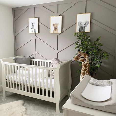 Nursery Ideas Paneling, Nursery Wall Paneling Ideas, Neutral Nursery Panelling, Baby Room Panelling, Wall Panelling Nursery, Nursery Panelling Wall, Nursery Wall Paneling, Rocco Bedroom, Baby Nursery Room Ideas