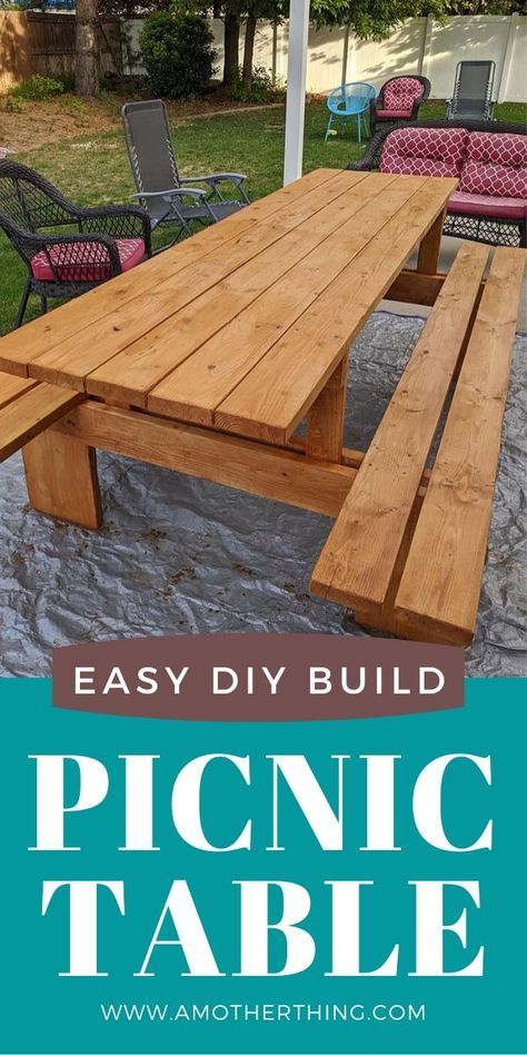 Heavy Duty Picnic Table, 8 Ft Picnic Table Plans, 6 Ft Picnic Table Plans, Diy Outdoor Picnic Table, Composite Picnic Table Plans, Diy Picknick Table Ideas, Easy Picnic Table Diy, Homemade Picnic Table, Farmhouse Picnic Table Diy