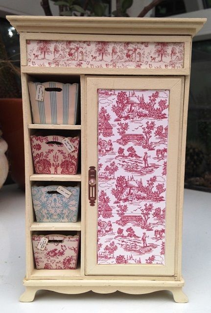 Gorgeous 1/12th Scale Shabby Chic/French Style Wardrobe French Style Wardrobe, Decoupage Fabric, Shabby Chic Porch, Chic French Style, Shabby Chic Living, Decoupage Furniture, Chic Bedding, Shabby Chic Living Room, Shabby Chic Bedding