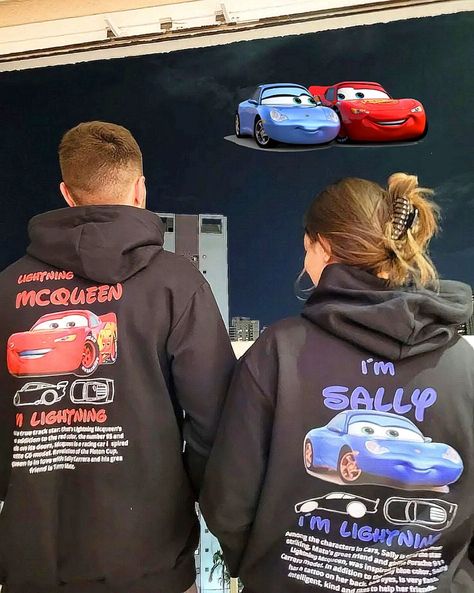 Couple/BestFriend Tshirts 💑 Introducing the ultimate couple’s collection - the Lightning McQueen and Sally Oversized T-Shirts and Hoodies! Perfect for Disney Pixar fans and car enthusiasts alike, this set is designed to celebrate the iconic duo in style and comfort. Product Features: 🖤 Design: Lightning McQueen: Black oversized T-shirt with a small chest logo and detailed car specifications on the back. Sally: White oversized T-shirt with a matching small chest logo and her car specs on t... Match Hoodies For Couples, Couple Design Tshirt, Sally And Lightning Mcqueen, Lighting Mcqueen And Sally, Sally And Mcqueen, Lightning Mcqueen And Sally, Mcqueen And Sally, Matching Couple Hoodies, Matching Hoodies For Couples