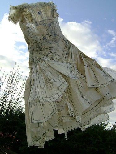 paper mache dress | Paper Mache Dress | Krystal Starchuk | Flickr Paper Mache Dress, Old Baby Clothes, Paper Dresses, Dress Paper, Paper Clothes, Paper Fashion, Paper Mache Sculpture, Paper Dress, Paper Patterns