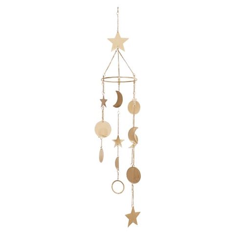 Modern Wind Chimes, Moon Wind Chimes, Nails And Screws, Moon And Star, Eclectic Design, Wind Chime, Eclectic Style, Solid Metal, Gold Stars