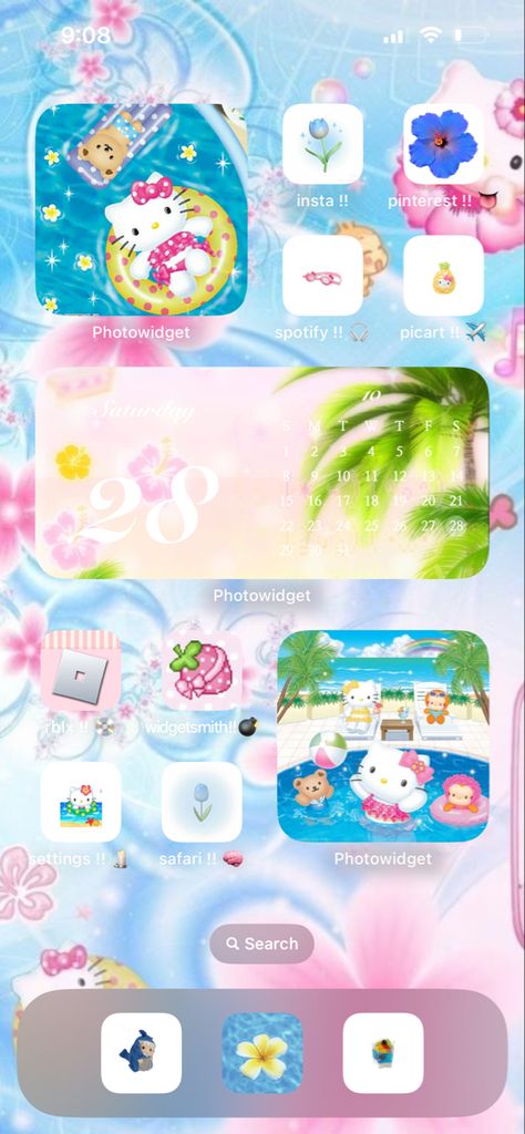 Tropical Homescreen, Widget Screen, Phone Homescreen, Cc Folder, Photo Widget, Phone Layouts, Ios Layout, Iphone Home Screen Layout, Screen Layout