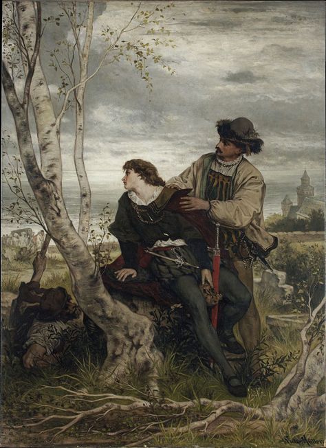 Hamlet and Horatio in the Churchyard, 1868, by Victor Müller, 212.0 x 154.0 cm, Städel Museum, Frankfurt Hamlet And Horatio, Hamlet Horatio, Shakespeare Hamlet, Wood Nymphs, Istoria Artei, Gustave Courbet, Art Uk, Classical Art, William Shakespeare