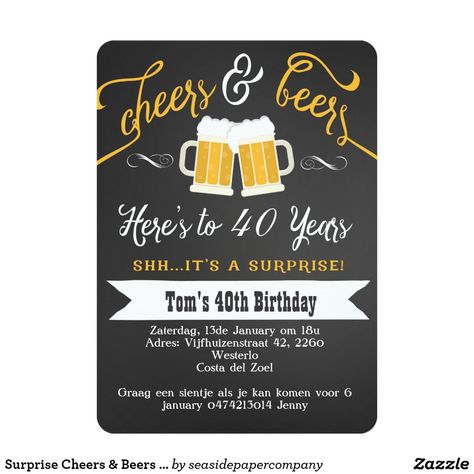 Surprise Cheers & Beers Birthday Party Invitation Beer Birthday Party, Surprise 30th Birthday, 40th Birthday Party Invites, 50th Birthday Party Invitations, Beer Birthday, 30th Birthday Invitations, 50th Birthday Invitations, 40th Birthday Invitations, Beer Party