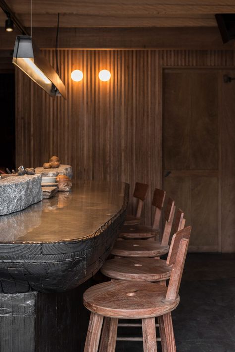 Wood, stone and adobe create cosy interior for Lima's Mérito restaurant Cosy Interior, Plaster Walls, Wood Stone, Textured Walls, Restaurant, Bar, Stone, Wood, Wall