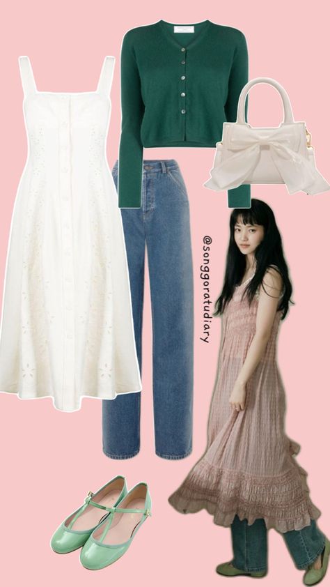 Kim Tae Ri Korean Actress Fashion Dress & Jeans OOTD Dress And Jeans Outfit, Korean Actress Fashion, Dress And Jeans Outfit Together, Korean Outfits Dresses, Jeans Outfit Korean, Dress Outfits Korean, Dress And Jeans, Korean Outfit Ideas, Dress Over Jeans