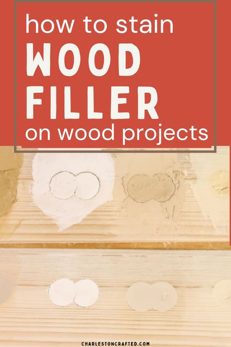 Do you need to apply wood filler to a piece of furniture or wood project? Here is a tutorial on how to stain wood filler for a professional-quality finish. How To Stain Wood Filler, Wood Filler On Table Top, Best Way To Apply Stain To Wood, Diy Wood Filler How To Make, Wood Filler Tips, Wood Filler Before And After, Stainable Wood Filler, How To Stain Wood, Painting Tricks