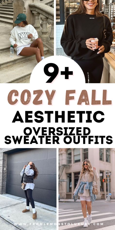 Aesthetic oversized sweaters are a must-have for any fashion-forward individual looking to stay cozy and stylish during the colder months. With their relaxed fit and versatile style, oversized sweaters can be dressed up or down for any occasion. In this article, we will explore 9+ ways to style aesthetic oversized sweater outfits that will keep you looking chic and feeling comfortable all season long. Sweater Over Button Up Outfit, Sweater Lounge Outfit, Oversized Long Sleeve Sweater For Fall, Oversized Grey Sweater Outfit, Oversized Casual Sweater For Fall, Over Size Sweaters Outfit, Oversized Sweater Outfit Plus Size, Trendy Oversized Warm Sweater, Oversized Trendy Fall Sweater