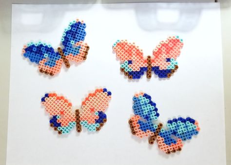 3d Perler Bead Butterfly, Iron Beads Butterfly, Perler Bead Butterfly Patterns, Perler Beads Butterfly, Butterfly Hama Beads, Perler Butterfly, Butterfly Perler Beads, Butterfly Perler Bead Pattern, Perler Bead Butterfly